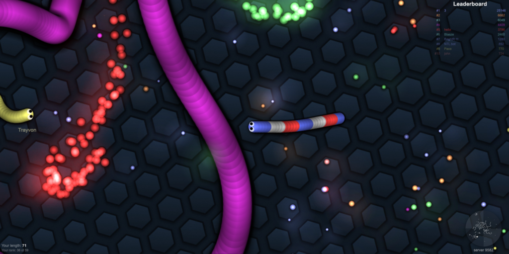 slither.io 플레이 화면