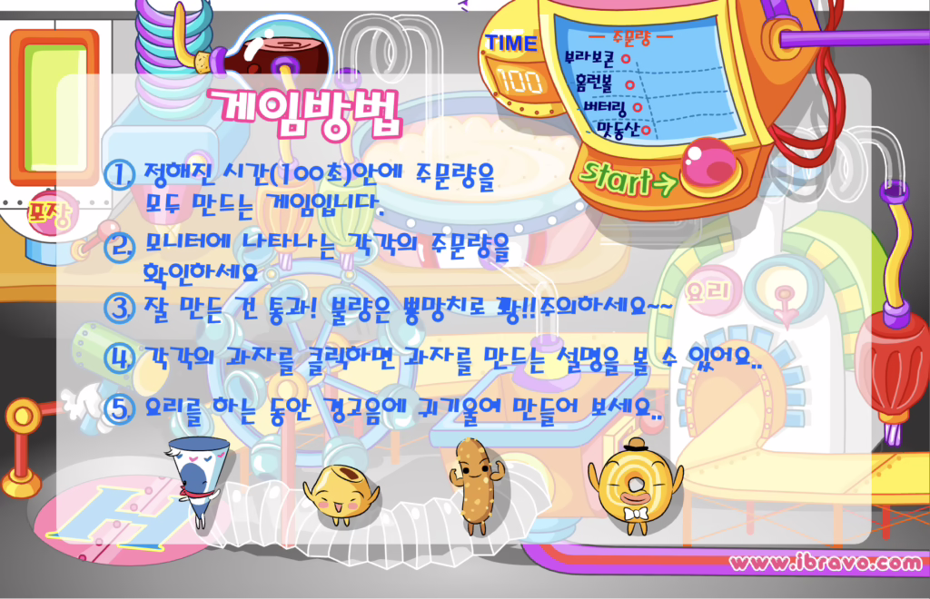 옹스시스터즈 과자만들기 게임 방법