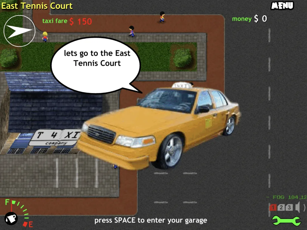 SiMTAXi - "lets go to the East Tennis Court"