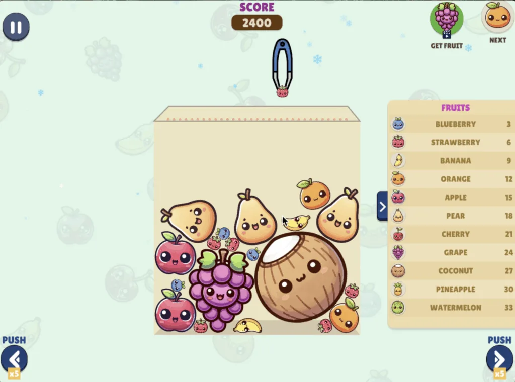 Watermelon Suika Game - Grape, Coconut