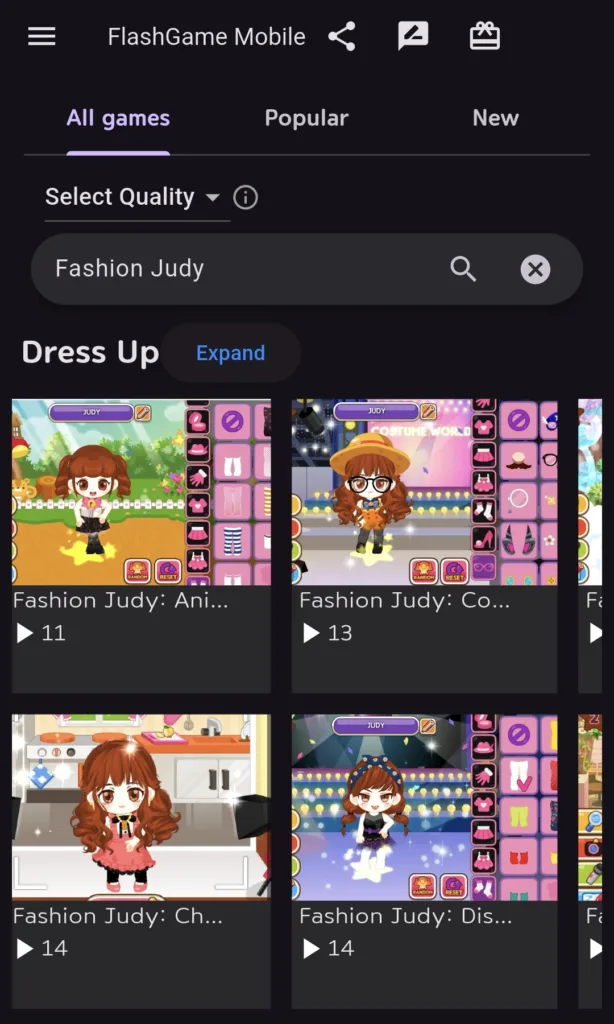 FlashGameMobile - Fashion judy