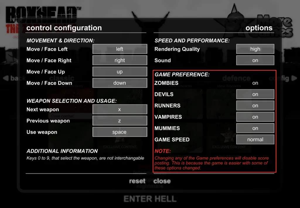 Boxhead: The Zombie Wars - Controls