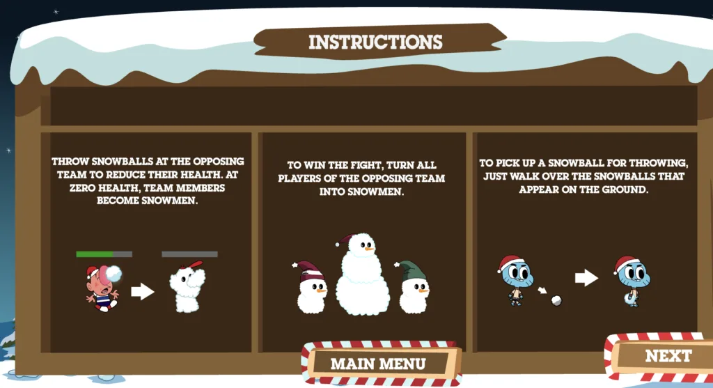 Cartoon Network Snow Brawl Fight - Instructions