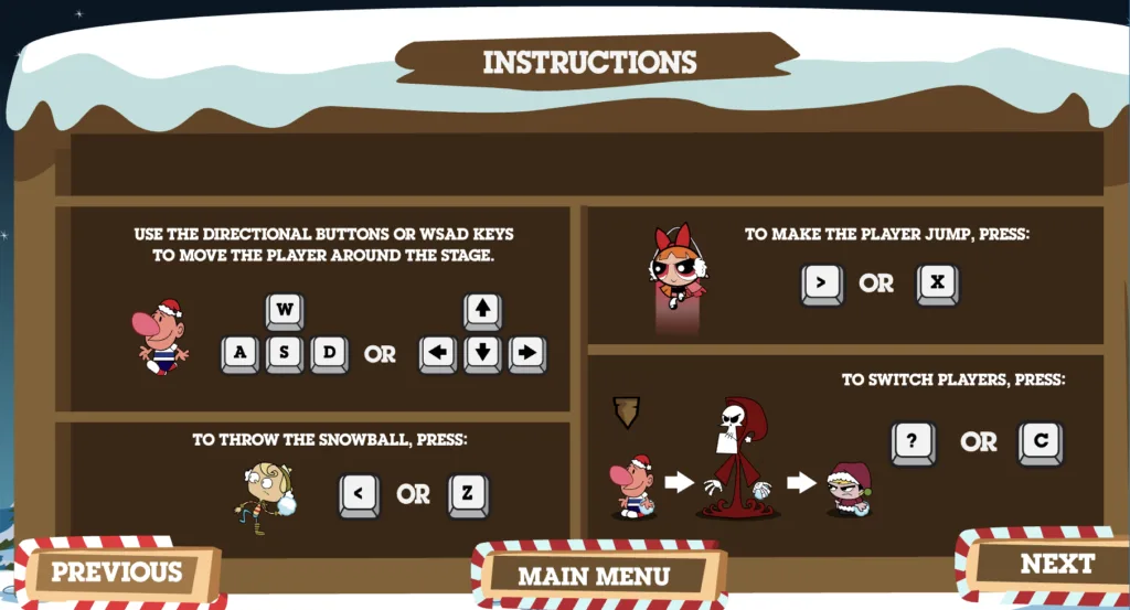 Cartoon Network Snow Brawl Fight - Instructions