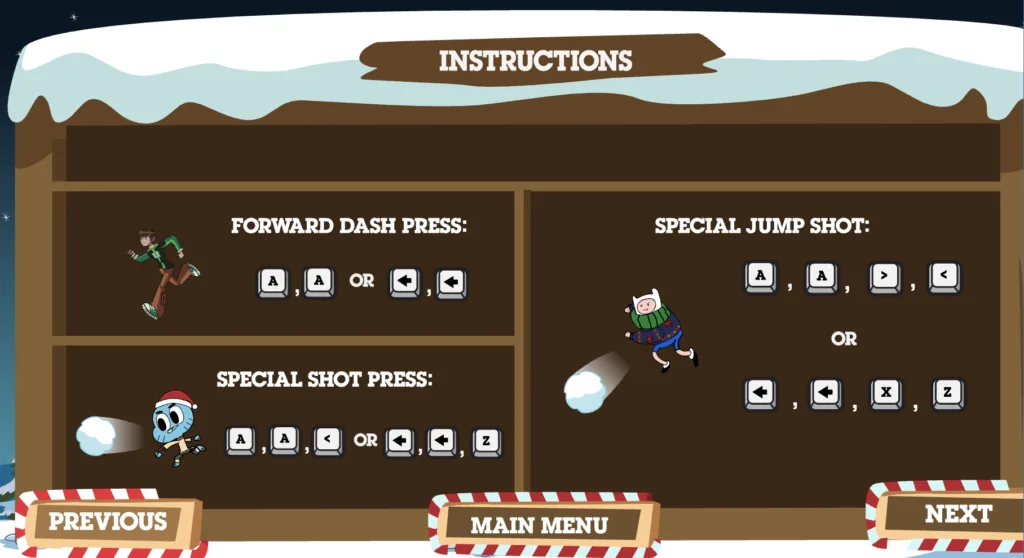 Cartoon Network Snow Brawl Fight - Instructions