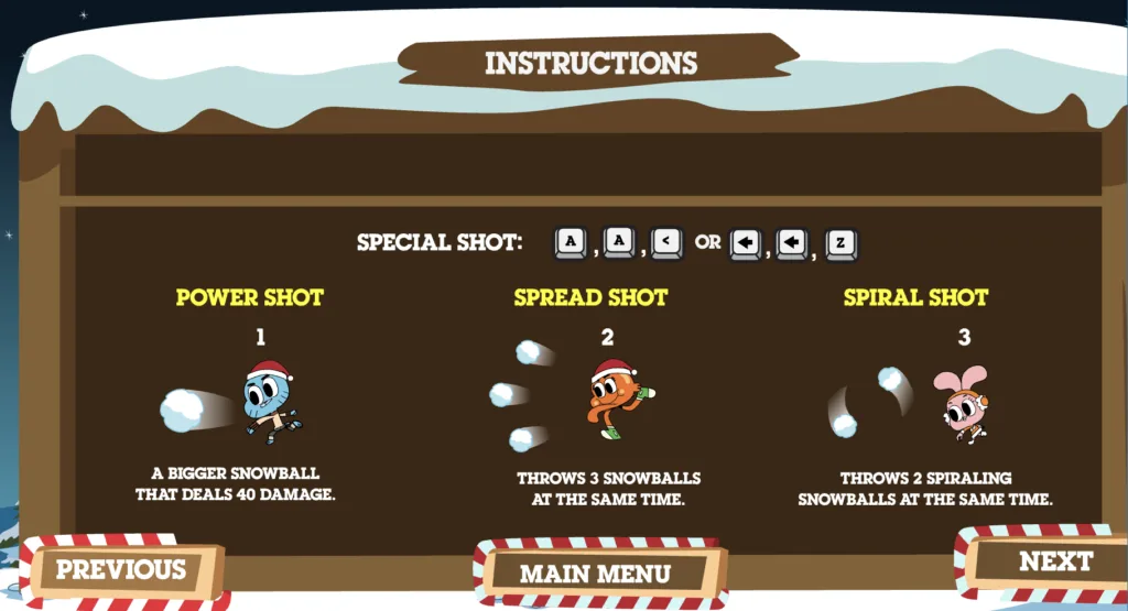 Cartoon Network Snow Brawl Fight - Instructions