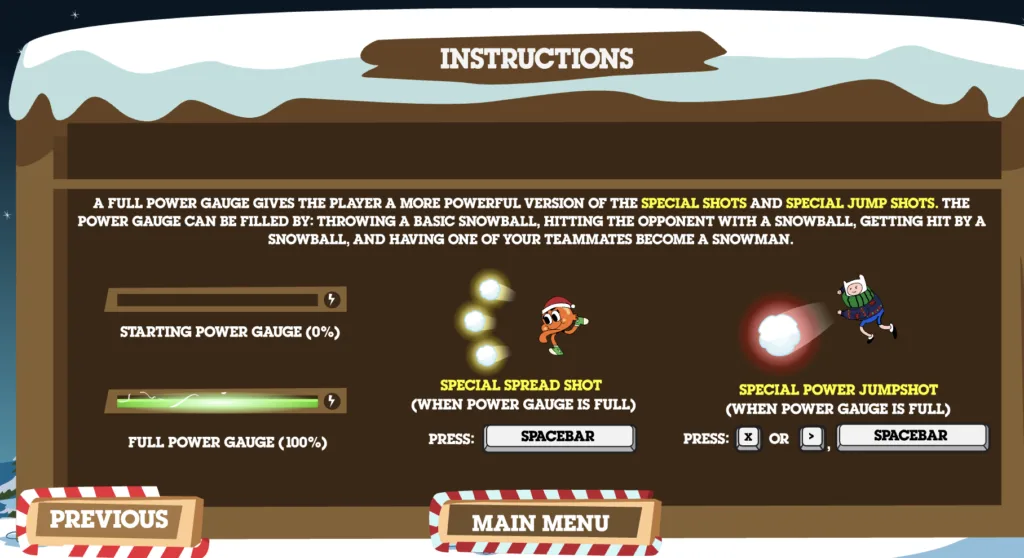 Cartoon Network Snow Brawl Fight - Instructions