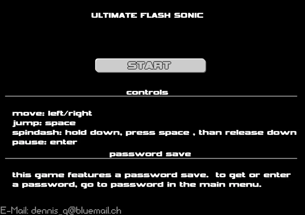 Ultimate Flash Sonic = Controls