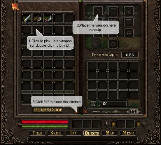 Arcuz: Behind the Dark - Weapons, Inventory