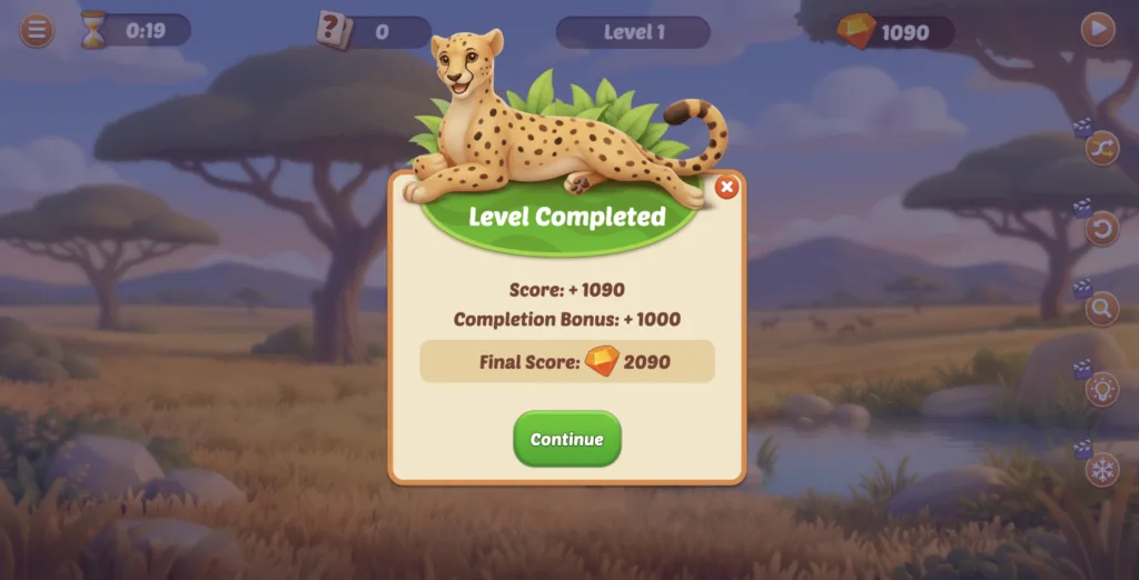 Safari Story Mahjong - Level Completed