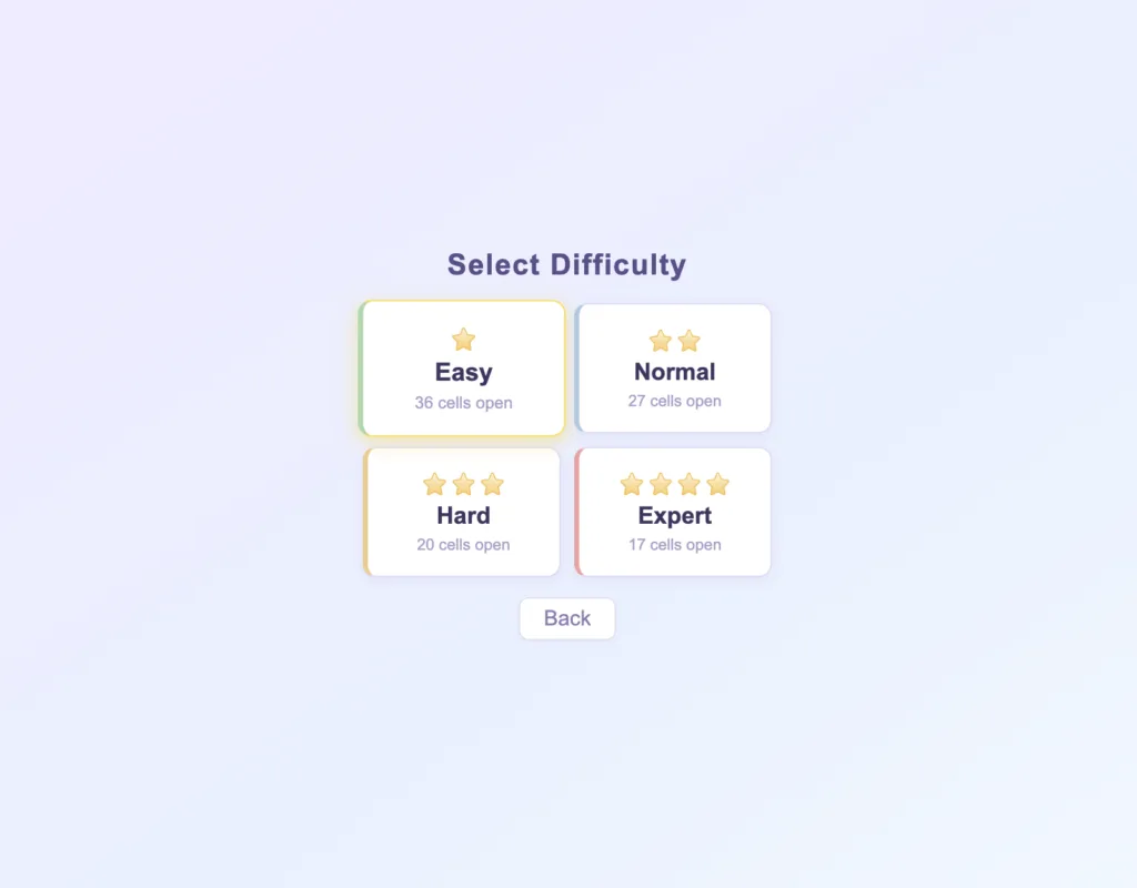 Sudoku Classic - Select Difficulty